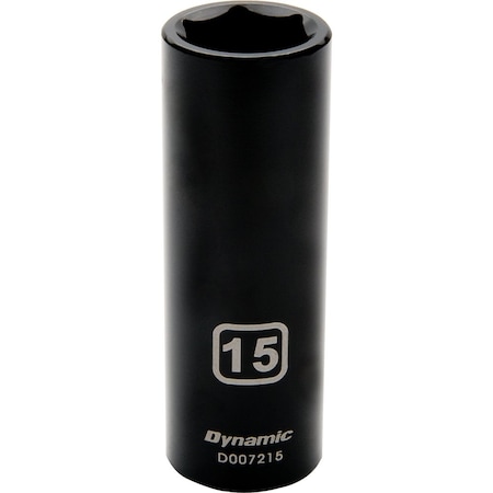 Dynamic 3/8" Drive Deep Socket, Black Phosphate, Tools 3/8" Drive 6 Point Metric, 15mm Deep Length D007215
